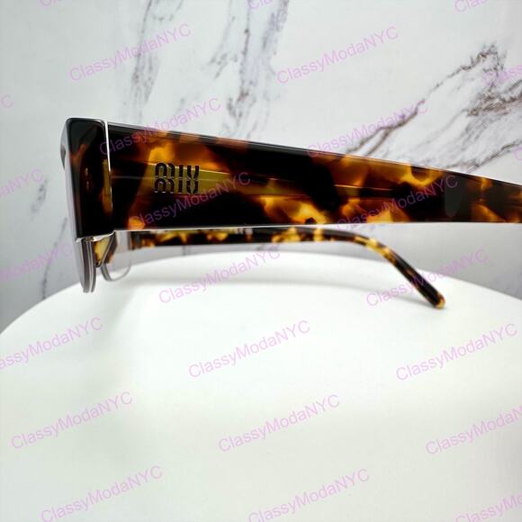 NEW MIU MIU Sunglasses Honey Havana Brown Vedette Clear Blue Light Lens